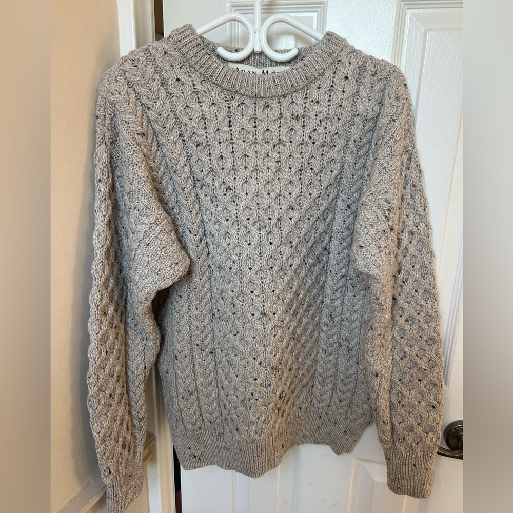 Cozy Cable Knit Crewneck Sweater - Taupe